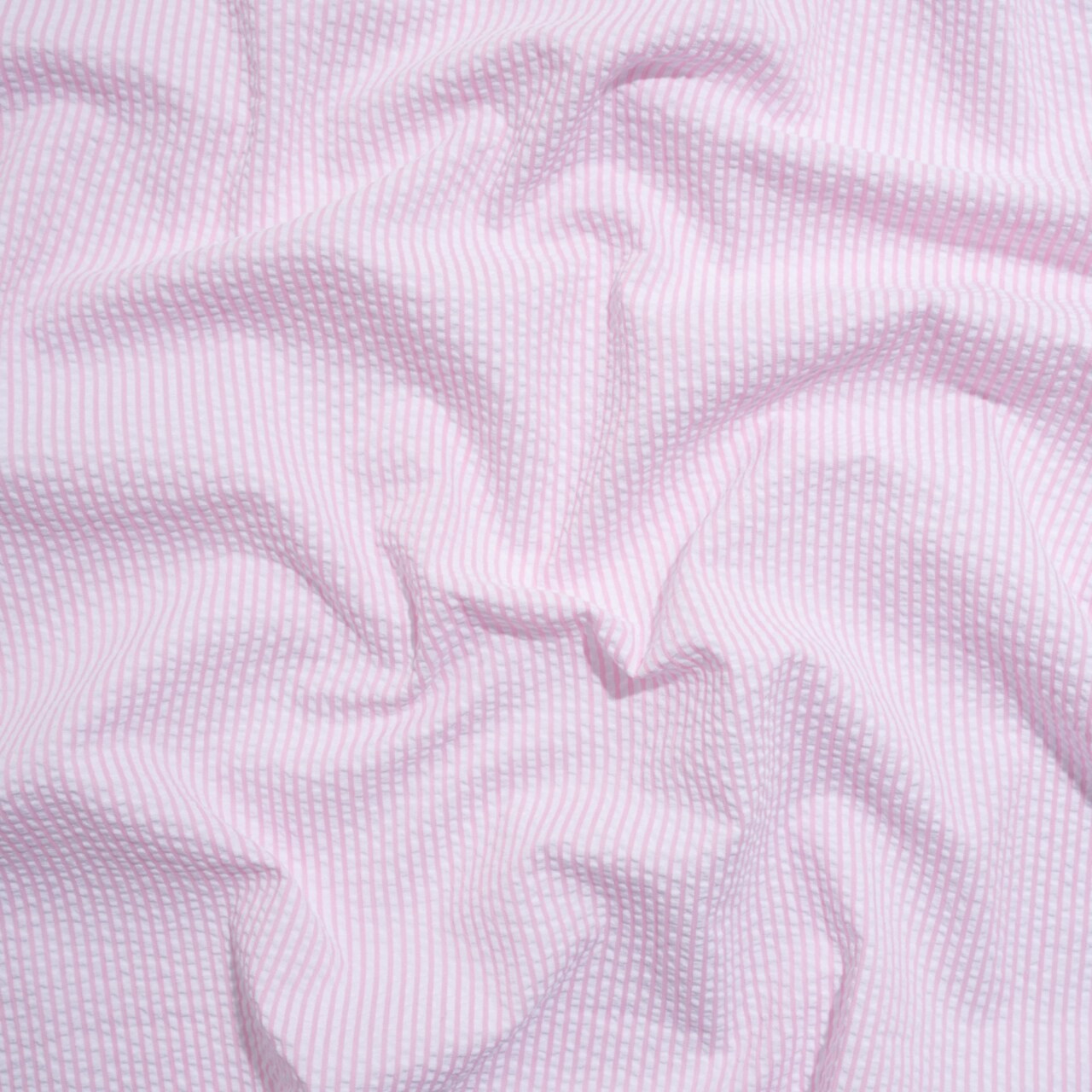 1 Yard Polyester and Cotton Seersucker Pink and White Candy Stripes